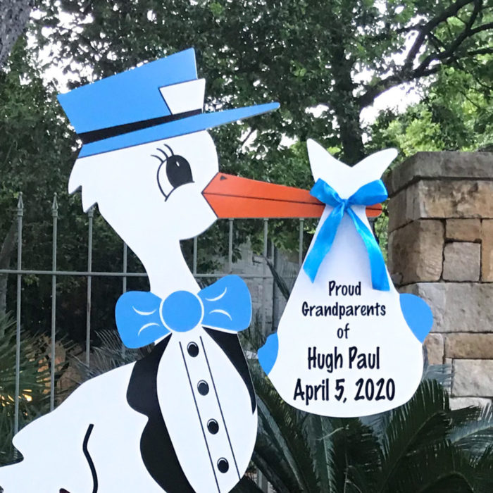 Grandparent Blue Stork Sign with Personalized Bundle, Denton, Argyle, Northlake & More